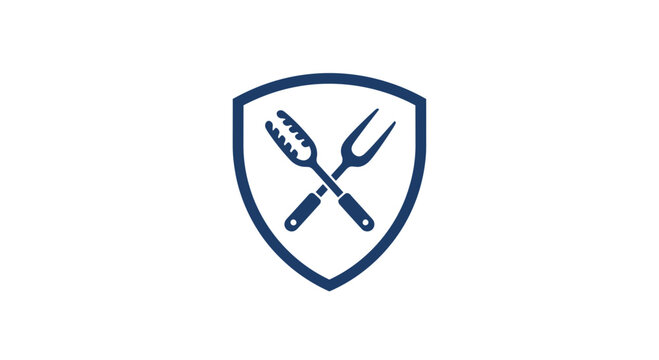 Culinary Crest: A Digital Illustration of Crossed Utensils Within a Shield Emblem