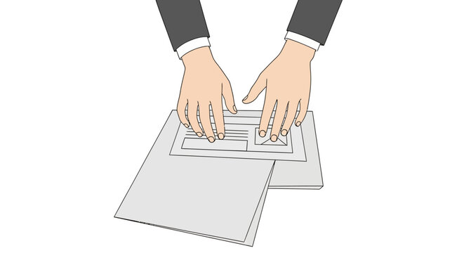 Minimalist Business Hands Working on Document and Form Vector Illustration