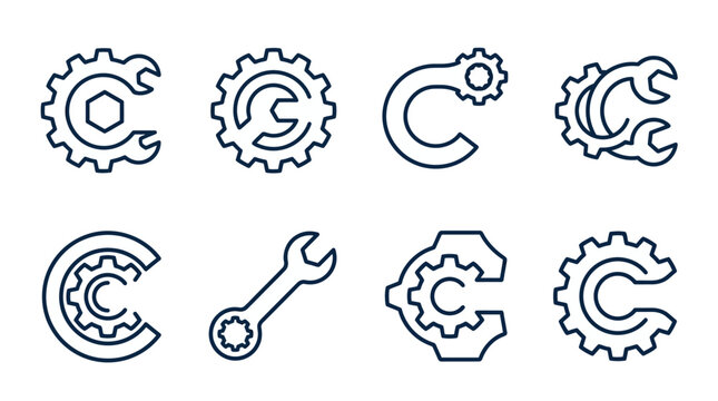 Gear icons with wrench symbol.