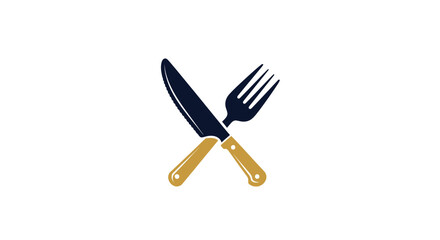 Crossed Cutlery Logo: Minimalist Illustration Of Kitchen Utensils On White Background