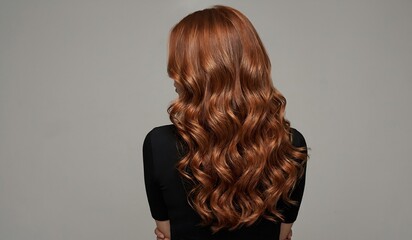Naklejka premium Woman with long curly brown hair 