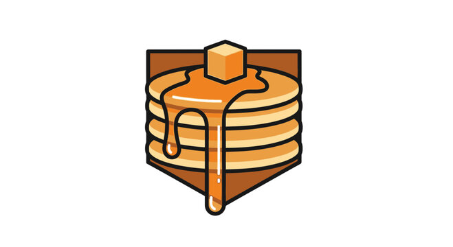 Delicious Pancake Stack With Butter And Syrup Illustration On White Background