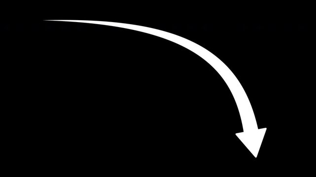 Arrow Extending Horizontally Then Dropping Down with Alpha Channel