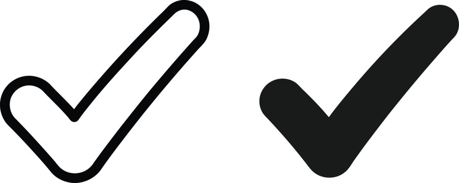 Pair of black check mark icons for user interface feedback and completion status indicators