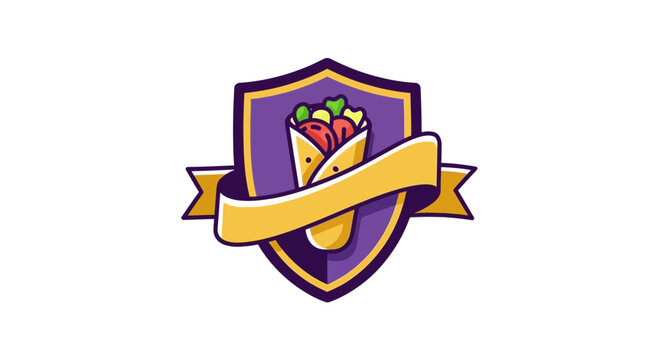 Delicious Shawarma Logo Design with a Shield and Ribbon Graphic for Branding Purposes
