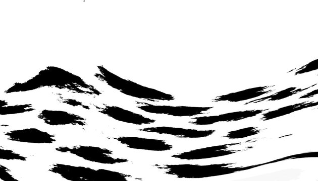 Digital imitation of Hand drawn vintage grunge overlay illustration of abstract brush silhouette with black ink brush strokes and paint