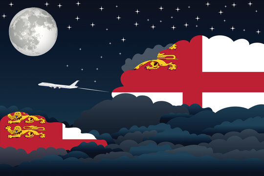 Sark Night Clouds Airplane Airport Flight Vector Illustration