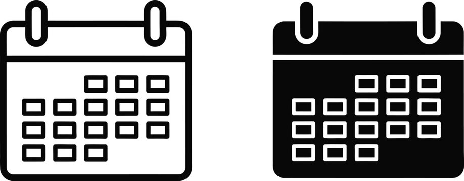 Two variations of calendar icons displaying monthly date grids for effective time and task management planning