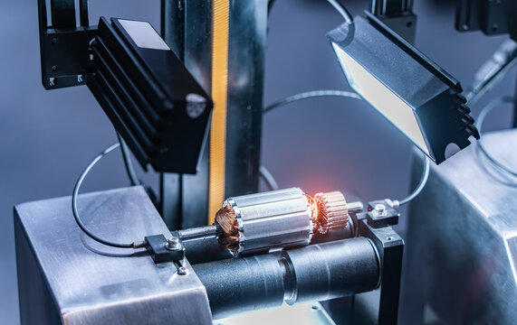 automatic machine measuring the rotor of electric motors