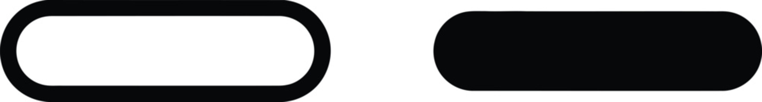 Simple rounded rectangular frame and solid filled pill shape icon for user interface element selection