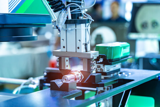 Robotic Welding Machine in a Metal Manufacturing Plant