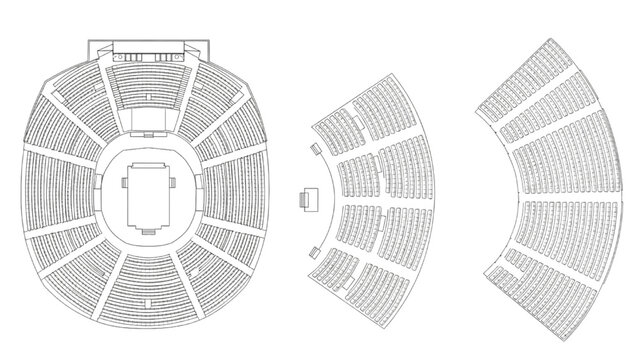 Top view stadium seating sections with segmented stands and arena layout variations for venue planning vector set