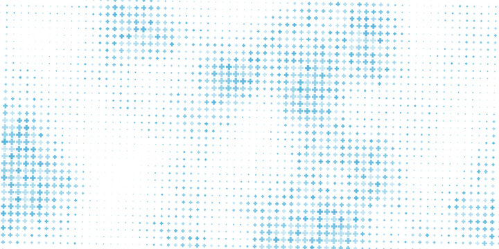 Medical healthcare background. Light blue cross pattern. Math plus symbol wallpaper. Tech backdrop for presentation, banner, booklet, brochure, leaflet. Modern Vector