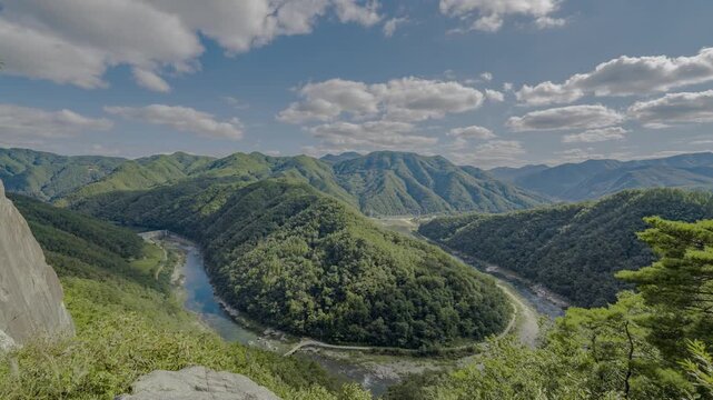 봉화 삼동재 호랑이바위 HDR 타임랩스, 낙동강 굽이와 여름 산악 풍경