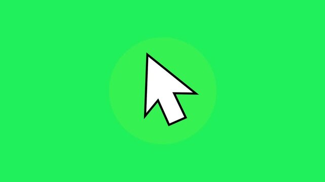 Animation white mouse cursor on green screen.