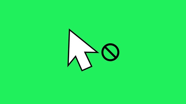 Animation white mouse cursor on green screen.