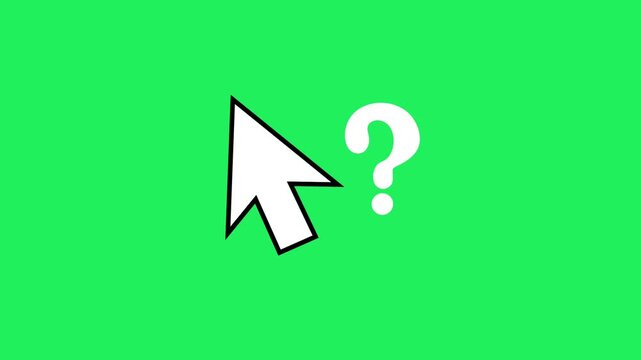 Animation white mouse cursor on green screen.