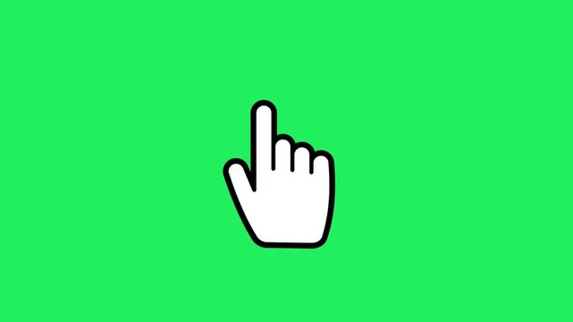 Animation white mouse cursor on green screen.