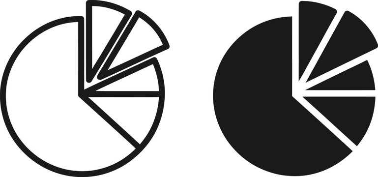 Set of circular pie charts displaying statistical data divisions for business analysis and financial report presentation