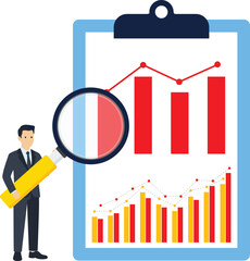 Strategic business planning with financial reports clipboard and calculator flat illustration