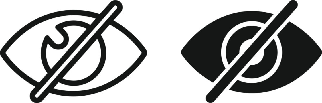 Two variations of eye icons representing hidden content or privacy settings for web and mobile interfaces