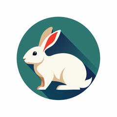 Fototapeta premium Flat Design Icon of a White Rabbit