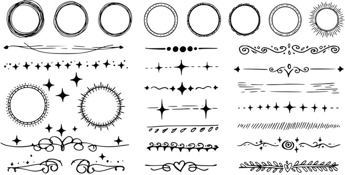 Hand-Drawn Decorative Design Elements: Doodle Dividers, Borders, and Ornaments - Perfect for Bullet Journals  Creative Projects