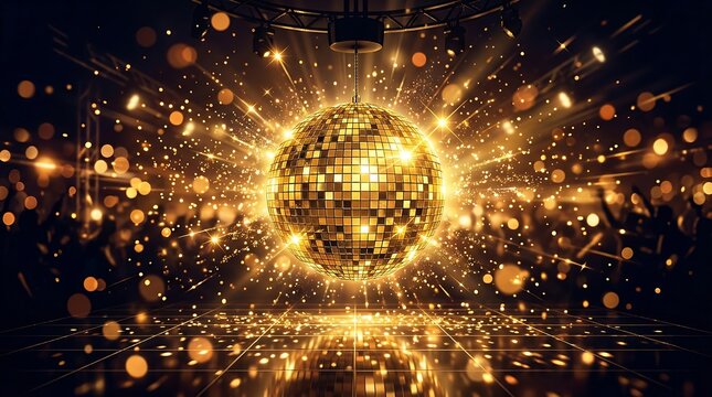 Golden Disco Ball Nightclub Party Background