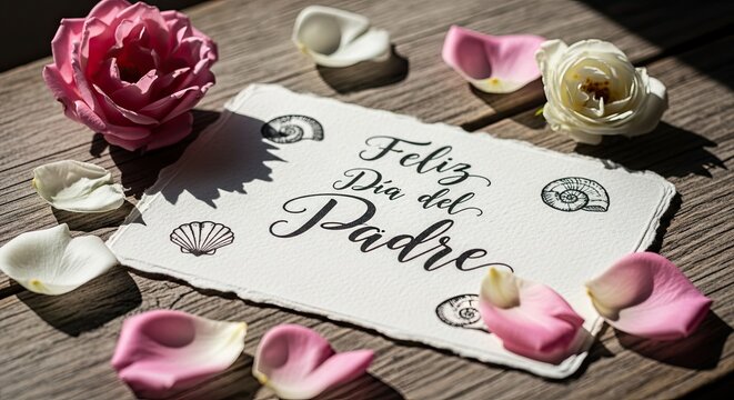 Father's day greeting with flowers and slate card