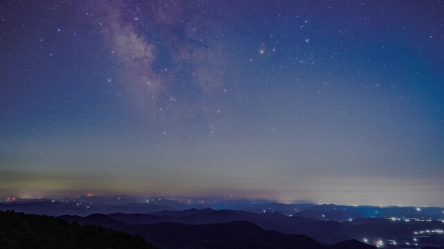 봉화 청량산 축융봉 은하수 모션 HDR 타임랩스, 여름밤 산 위 별빛 전경