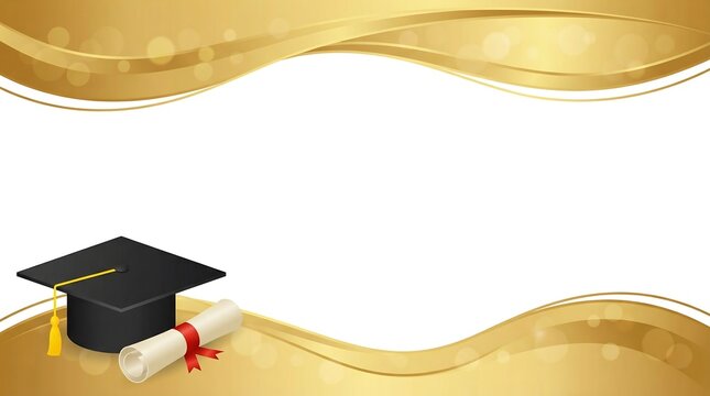 ​Gold Waves Graduation Frame with Cap and Diploma