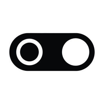 Minimalist toggle switch icon vector, black and white interface button, flat digital slider for mobile app design
