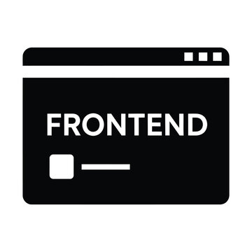 Frontend development icon, web browser interface vector, software engineering and programming code symbol, black and white