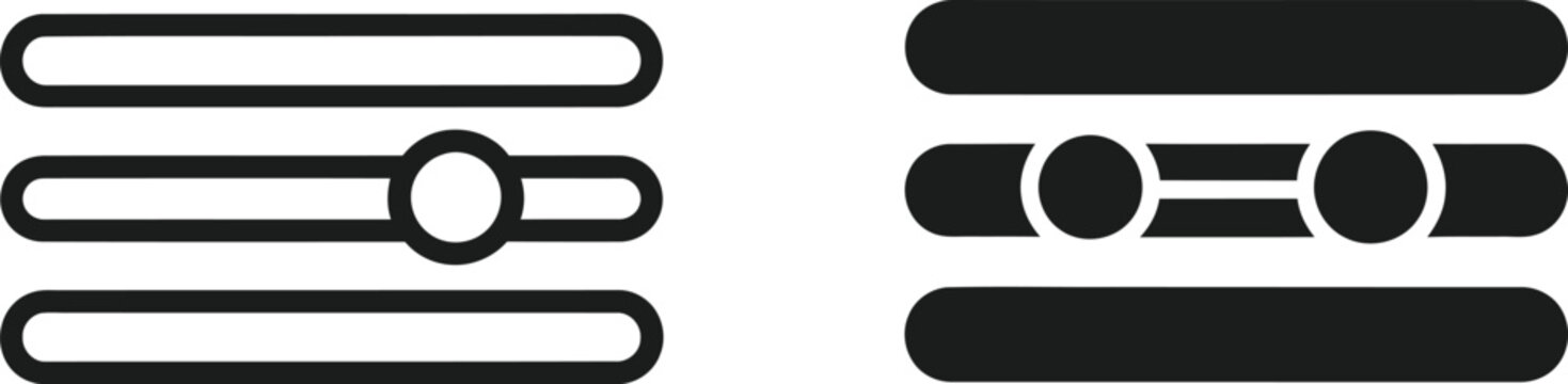 Set of two adjustment slider icons for interface controls and volume settings on mobile applications