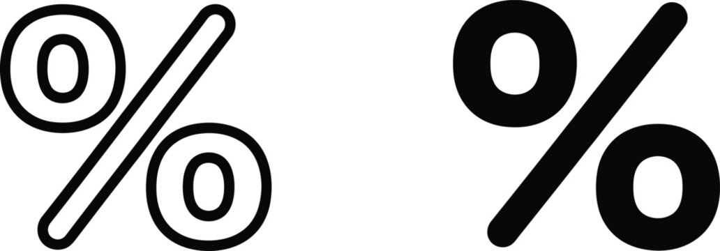 Two percentage symbols representing financial discount rates and mathematical proportions for retail marketing and business reports