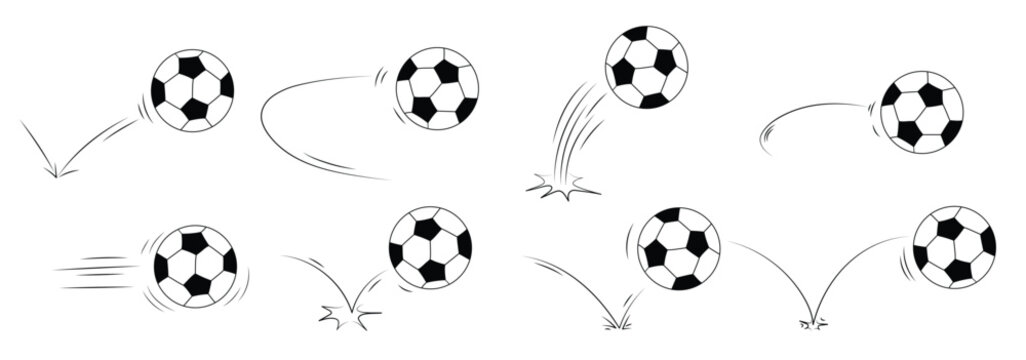 Doodle sport soccer football ball trajectory bounce vector illustration
