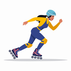 Fototapeta premium Woman Roller Skating with Protective Gear