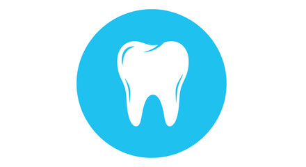 Obraz premium A simple graphic illustration depicts a white tooth centered within a bright blue circular background