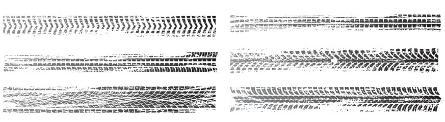 tire prints black car tyres track grunge marks vector illustration © Bcieh