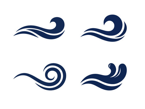 minimalist  ocean wave icons. Flat vector sea surf symbols for modern logo design.
