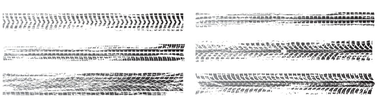 tire prints black car tyres track grunge marks vector illustration