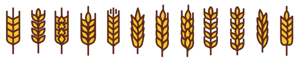 Set of Wheat stalk vector illustration © Bcieh
