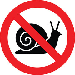 Prohibited snail and slug icon in red circle © Masud