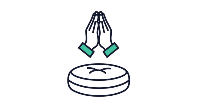 Praying hands over a prayer coin.