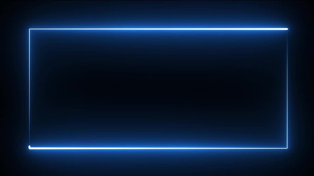 Glowing blue neon rectangular frame border animation