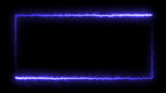 Glowing neon blue electric rectangular border frame overlay