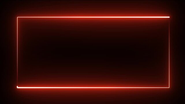 Glowing red neon rectangular frame border animation