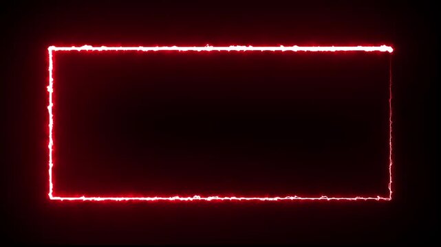 Glowing red neon rectangular frame border animation