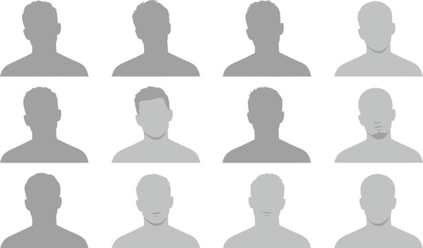 Silhouette user profile icons set for website and app design