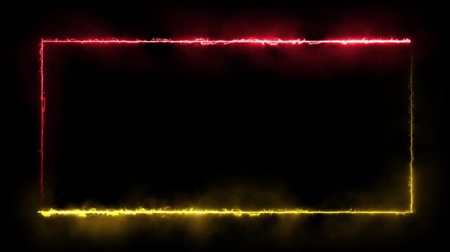 Neon glowing rectangular frame with dynamic red and yellow energy border